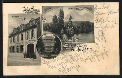 AK Veitshöchheim, Gasthaus Würzburger Hof, Pegasus-Gruppe, Schlossportal