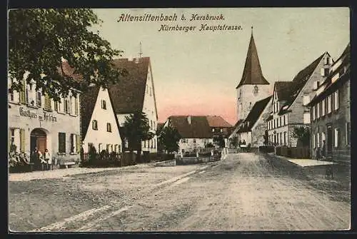 AK Altensittenbach, Blick in die Nürnberger Hauptstrasse mit zum Hirschen