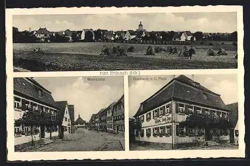 AK Markt Erlbach, Gasthaus L. Popp, Ortsansicht, Markt