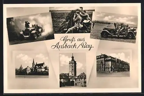 AK Ansbach /Bay., Ortsansichten, Soldaten in Aktion