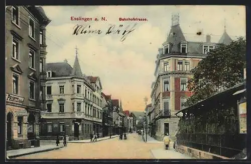 AK Esslingen a. N., Blick in die Bahnhofstrasse