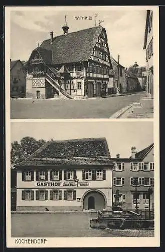 AK Kochendorf / Württ., Rathaus, Gasthof zur Krone, Inh. Jakob Bauer