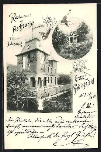 AK Heidingsfeld, Restaurant zur Fischzucht mit Gartenpartie, Inh. J. Schömig