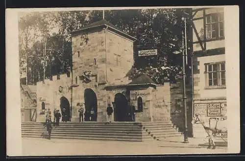 Foto-AK Coburg, Ausstellung 1913, Eingang zum Ausstellungsgelände