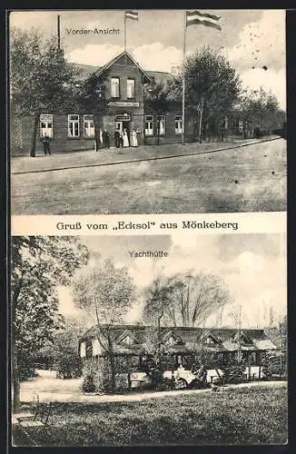 AK Mönkeberg, Gasthaus zum Ecksol, Yachthütte