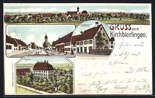 Lithographie Kirchbierlingen, Handlung von Wwe. Scham, Pfarrhof