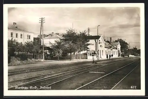 Foto-AK Marchegg, Blick nach dem Bahnhof