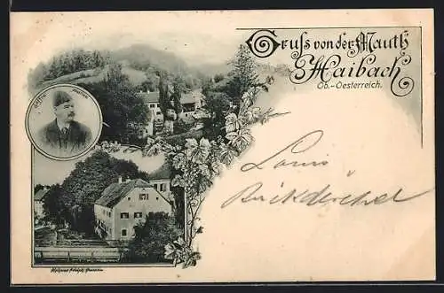 AK Haibach, Gasthaus zur Mauth des Inns, Ortsansicht, Portrait Saffra Matica