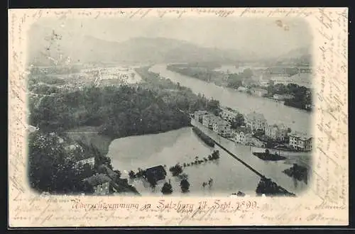 AK Salzburg, Hochwasserüberschmemmung in der Stadt am 14.Sept. 1899