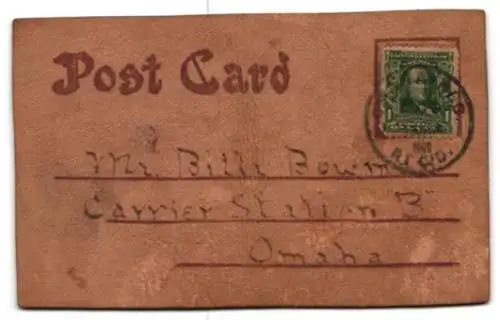 Leder-AK I am lonely tonight without you, einsamer Kavalier auf einer Bank