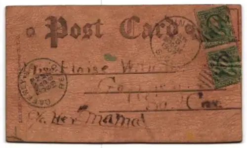 Leder-AK You can read between the lines, Lesender unter trocknender Damen-Unterwäsche