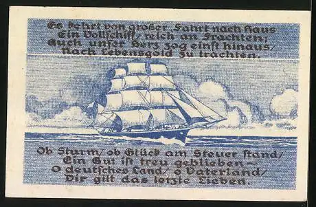 Notgeld Blankenese 1921, 10 Pfennig, Segelschiff