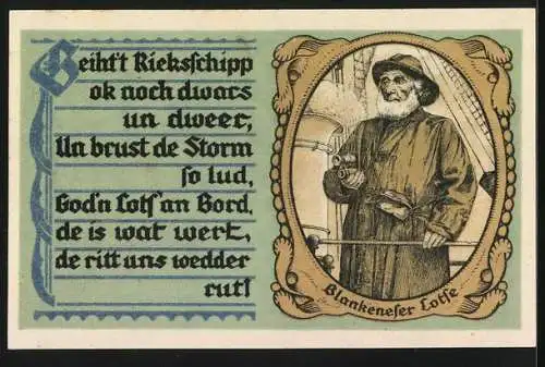 Notgeld Blankenese 1921, 50 Pfennig, Eichenlaub, Blankeneser Lotse