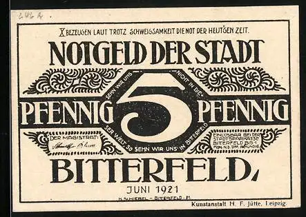 Notgeld Bitterfeld 1921, 5 Pfennig, Ornamente