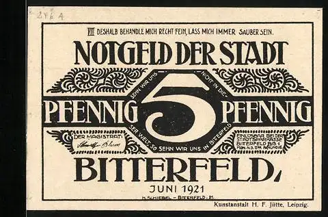Notgeld Bitterfeld 1921, 5 Pfennig, Ornamente