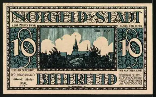 Notgeld Bitterfeld 1921, 10 Pfennig, Teilansicht, Das Alte Kornhaus