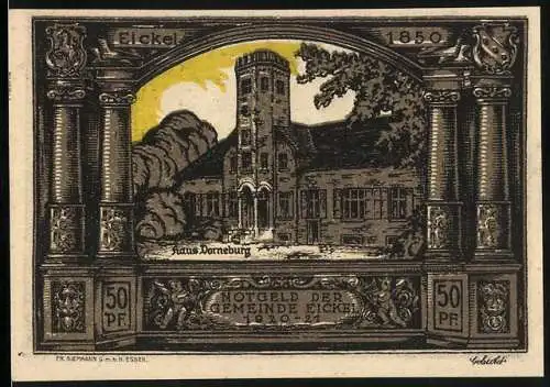 Notgeld Eickel 1921, 50 Pfennig, Das Haus Dorneburg 1850