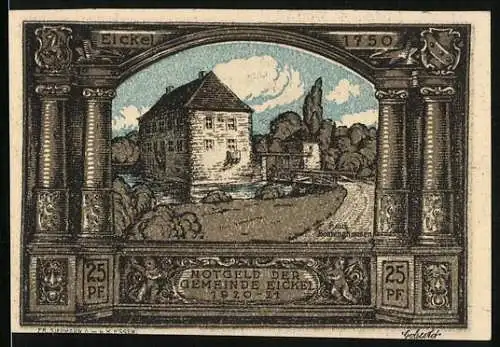 Notgeld Eickel 1921, 25 Pfennig, Das Haus Bonninghausen 1750