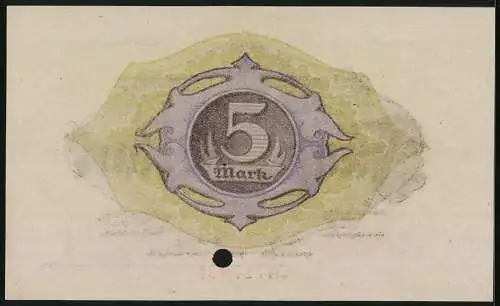 Notgeld Altona 1918, 5 Mark, Das Wappen im Hintergrund