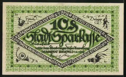 Notgeld Bielefeld 1919, 10 Pfennig, Rübenverbrauch in der Stadt
