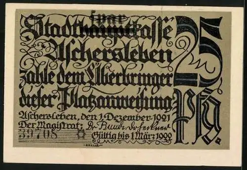 Notgeld Aschersleben 1921, 25 Pfennig, Angebautes Gemüse im Sonnenschein