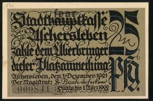 Notgeld Aschersleben 1921, 25 Pfennig, Zwei Hamster auf einer Wiese