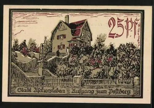 Notgeld Aschersleben 1921, 25 Pfennig, Der Aufgang zum Postberg