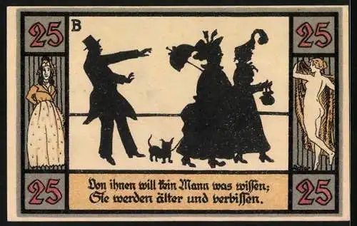 Notgeld Apolda 1921, 25 Pfennig, Zwei verbissene ältere Damen