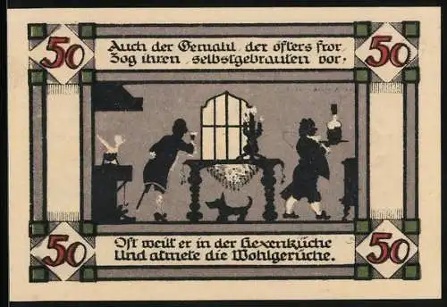 Notgeld Annaburg /Halle 1921, 50 Pfennig, Der Ehemann trinkt den Selbstgebrauten