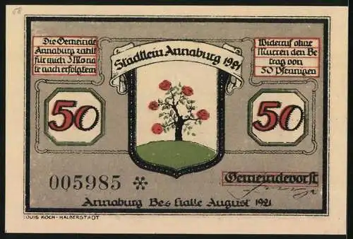 Notgeld Annaburg /Halle 1921, 50 Pfennig, Der Ehemann trinkt den Selbstgebrauten