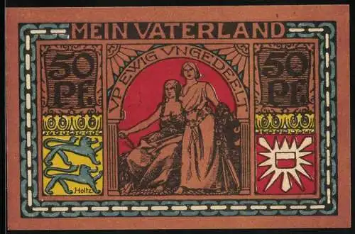 Notgeld Altona-Elbe 1922, 50 Pfennig, Darstellung zweier Frauen