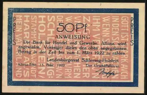 Notgeld Altona-Elbe 1922, 50 Pfennig, Darstellung zweier Frauen