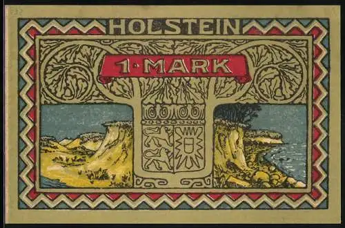 Notgeld Altona-Elbe 1922, 1 Mark, Eine Insel aus der Vogelschau
