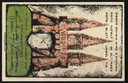 Notgeld Altona 1921, 60 Pfennig, Dampfer auf hoher See