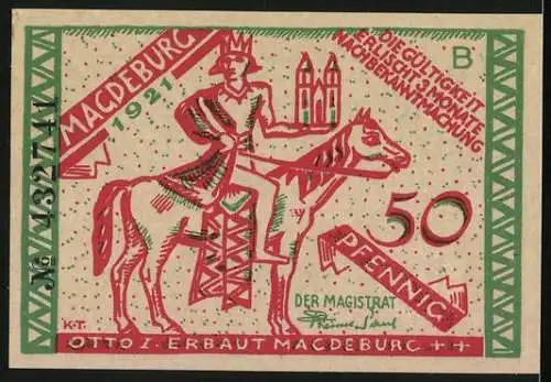 Notgeld Magdeburg 1921, 50 Pfennig, Doktor Eisenbart kuriert die Leute