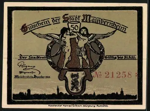 Notgeld Mainbernheim 1920, 50 Pfennig, Ortspartie