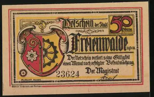 Notgeld Freienwalde in Pom., 50 Pfennig, Organisierung der Schützengilde durch den Rat der Stadt 1673