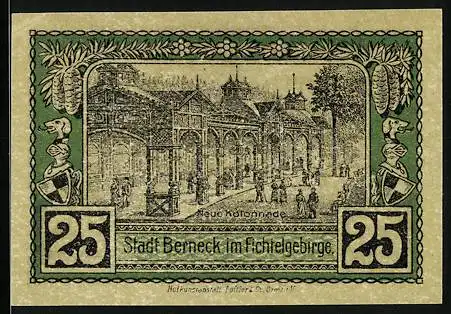Notgeld Berneck im Fichtelgebirge 1921, 25 Pfennig, Neue Kolonnade