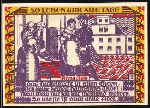 Notgeld Dessau 1921, 50 Pfennig, Anna Liese, Lange Kerls vor der Stadt