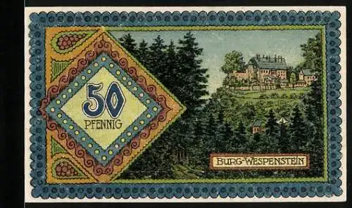 Notgeld Gräfenthal /Th-W. 1921, 50 Pfennig, Burg Wespenstein