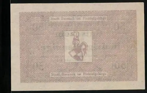 Notgeld Berneck im Fichtelgebirge 1917, 50 Pfennig, Stadtwappen
