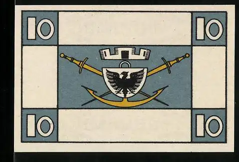 Notgeld Wilhelmshaven, 10 Pfennig, Stadtwappen mit Krone