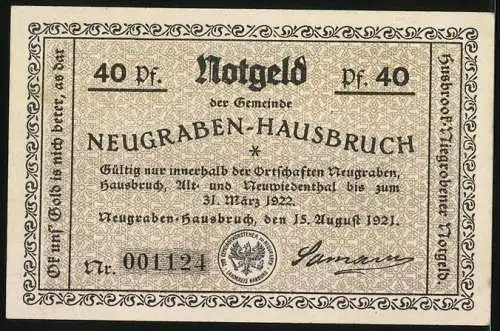 Notgeld Neugraben-Hausbruch 1921, 40 Pfennig, Wander-Vogel-Paradies in der Neugrabener Heide