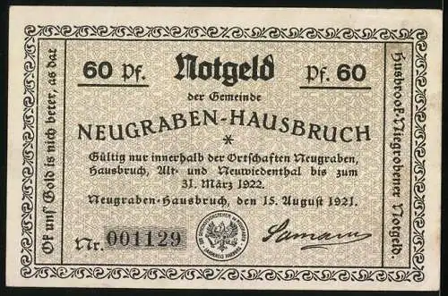 Notgeld Neugraben-Hausbruch 1921, 60 Pfennig, Rodelsport am Opferberg in der Neugrabener Schweiz