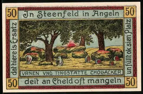 Notgeld Steenfeld 1921, 50 Pfennig, Urnen und Tingstätte Chollacker