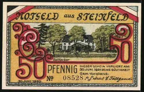 Notgeld Steenfeld 1921, 50 Pfennig, Urnen und Tingstätte Chollacker