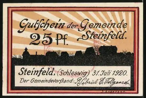Notgeld Steinfeld /Schleswig 1920, 25 Pfennig, Stadtwappen