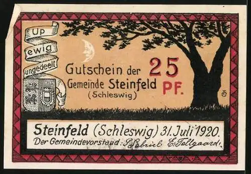 Notgeld Steinfeld /Schleswig 1920, 25 Pfennig, Bauer bei der Aussaat