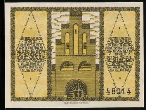 Notgeld Neustadt i. Holstein, 20 Pfennig, Gebäudeansicht, Stadtsiegel