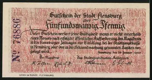 Notgeld Flensburg 1920, 25 Pfennig, Eine Seite gewinnt das Tauziehen